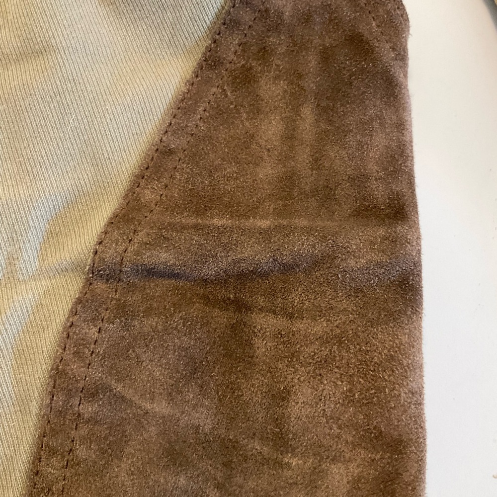 Ralph Lauren Hunt/Equestrian Pants, Suede Leg Shields, Snap Hem, Loops, Tan, Sz2 - Picture 8 of 16